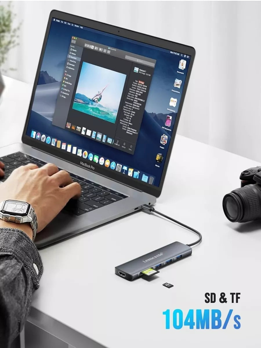Lemorele USB C Hub 8-in-1 Adapter, USB-C Hub with 4K HDMI Output, 100W Power Delivery
